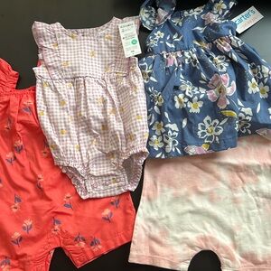 Lot of 100% cotton summer baby girl clothes. Size 3month and 0-3 months.